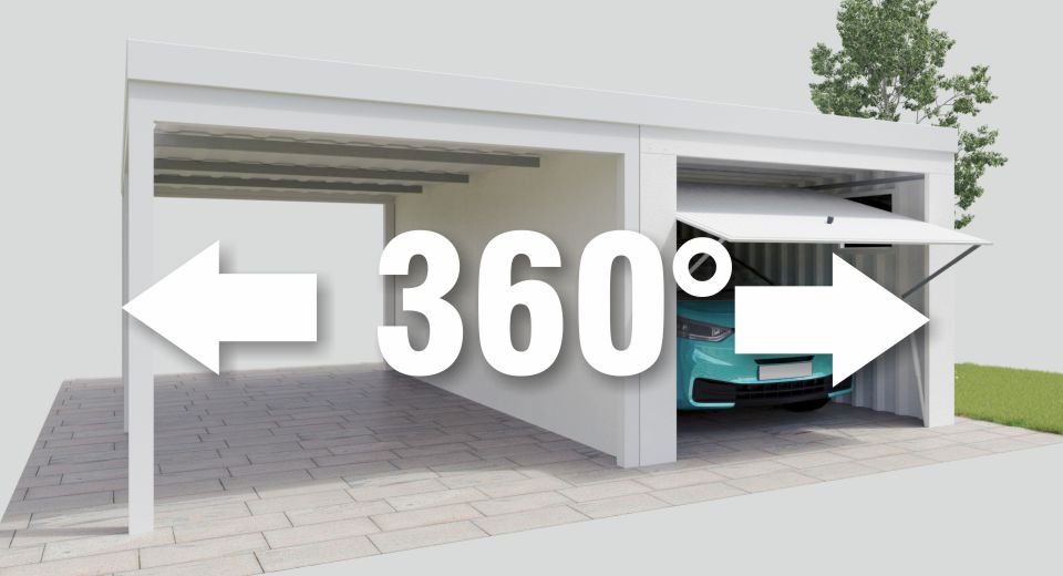 360 Grad Ansicht der Superior Einzelgarage mit Carport