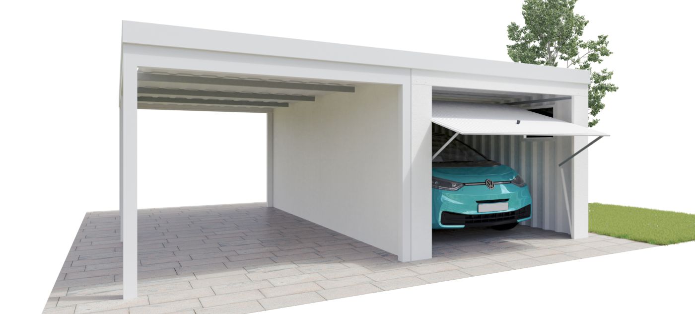 Durobox Fertiggarage mit Carport