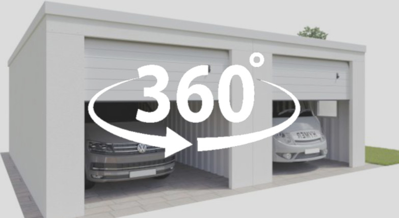 360 Grad Ansicht der Caravan Doppelgarage