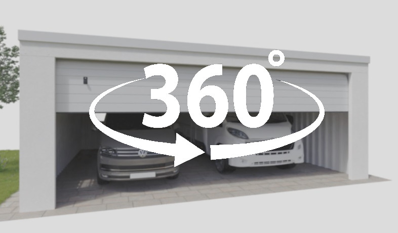 360 Grad Ansicht der Caravan Doppelgarage