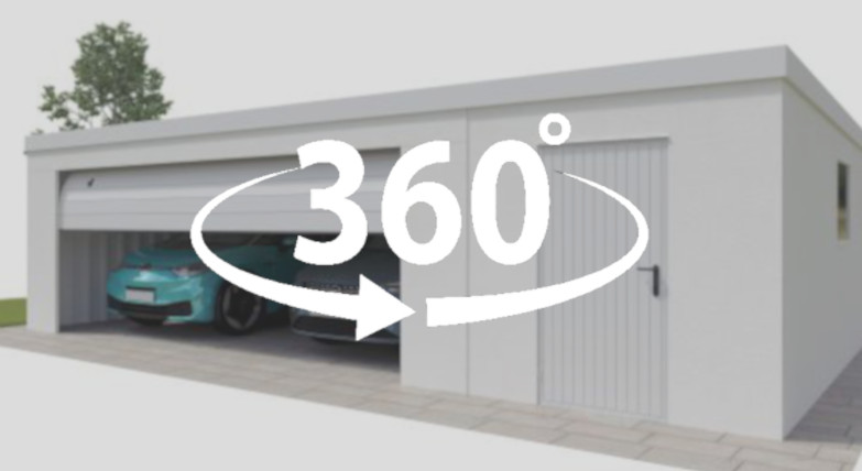 360 Grad Ansicht der Ultima Doppelgarage mit Abstellraum