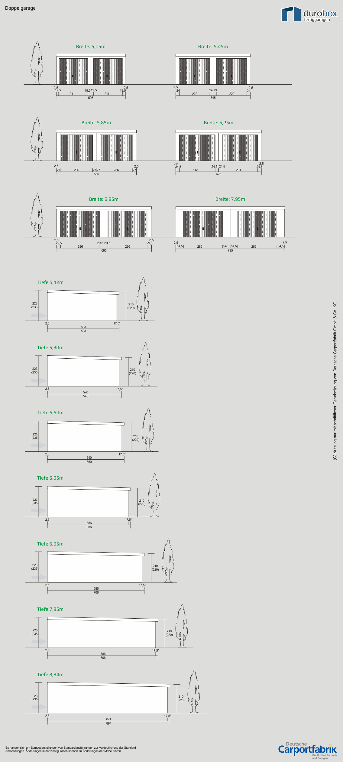 Technische Ansichten DUROBOX Doppelgarage